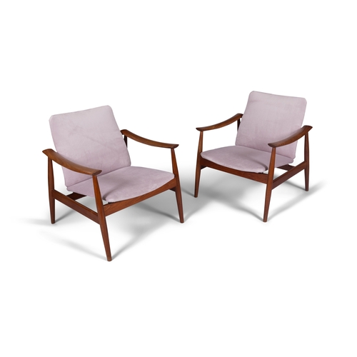8 - FINN JUHL (1912-1989)  A pair of teak 'Model FD138' armchairs by Finn Juhl. Denmark, c. 1960. With m... 