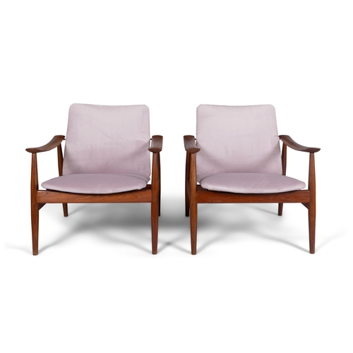 8 - FINN JUHL (1912-1989)  A pair of teak 'Model FD138' armchairs by Finn Juhl. Denmark, c. 1960. With m... 