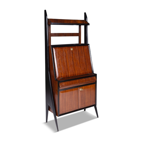 84 - BUREAU  A rosewood bureau with drop down door. Italy, c.1960. 80 × 42 × 179.5cm (h)