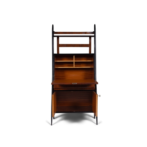 84 - BUREAU  A rosewood bureau with drop down door. Italy, c.1960. 80 × 42 × 179.5cm (h)
