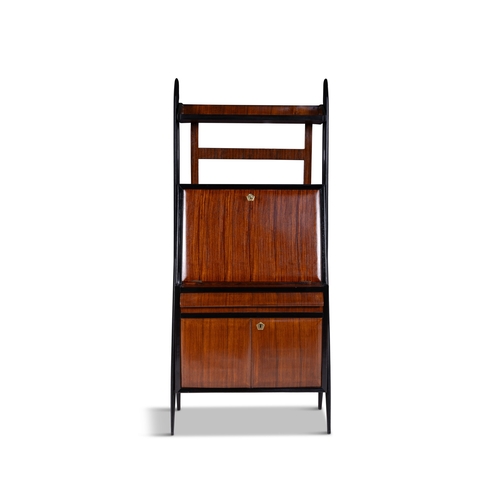 84 - BUREAU  A rosewood bureau with drop down door. Italy, c.1960. 80 × 42 × 179.5cm (h)