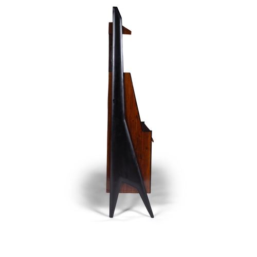 84 - BUREAU  A rosewood bureau with drop down door. Italy, c.1960. 80 × 42 × 179.5cm (h)