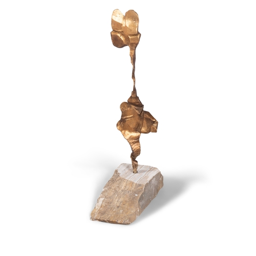 235 - SCULPTURE  A gilt metal sculpture on a stone base. Italy, 85cm (h)