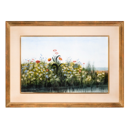 110 - Andrew Nicholl RHA (1804-1886)  Summer Wild Flowers  Watercolour, 31.5 x 49cm (12½ x 19¼'') Signed  ... 
