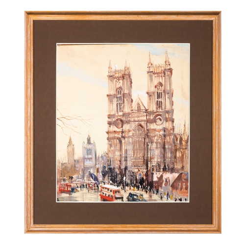 113 - James Le Jeune RHA (1910-1983)  Westminster Abbey, London  Watercolour, 39 x 32cm (15¼ x 12½)  Signe... 