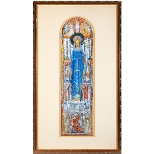 114 - Irish School, c.1925/40 Two Saints - Studies for stained glass windows Two, pencil and watercolour, ... 