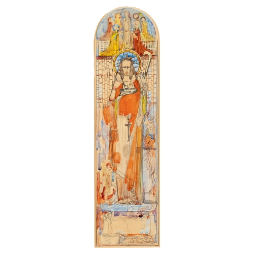 114 - Irish School, c.1925/40 Two Saints - Studies for stained glass windows Two, pencil and watercolour, ... 