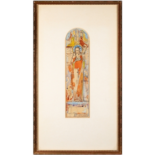 114 - Irish School, c.1925/40 Two Saints - Studies for stained glass windows Two, pencil and watercolour, ... 