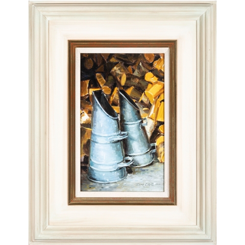 80 - Mark O'Neill (b. 1963)  The Wood Shed (2004)  Oil on board, 29.5 x 18cm (11½ x 7'') Signed and dated... 