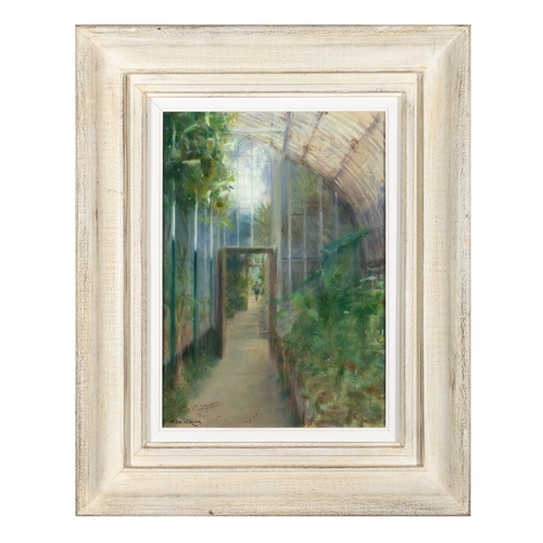 83 - Thomas Ryan PPRHA (1929-2021)  The Glass House, Botanic Gardens, Dublin (1986)  Oil on canvas, 35 x ... 