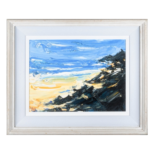 85 - Michael Flaherty (b.1950)  Rocks at Ballyquin Oil on board, 30 x 40cm (11¾ x 15¾'')  Signed