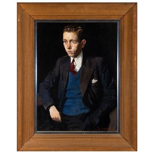 97 - John F. Kelly RHA (b.1921)  Portrait of a Young Man (1944) Oil on canvas, 40 x 29cm (15¾ x 11½'') Si... 