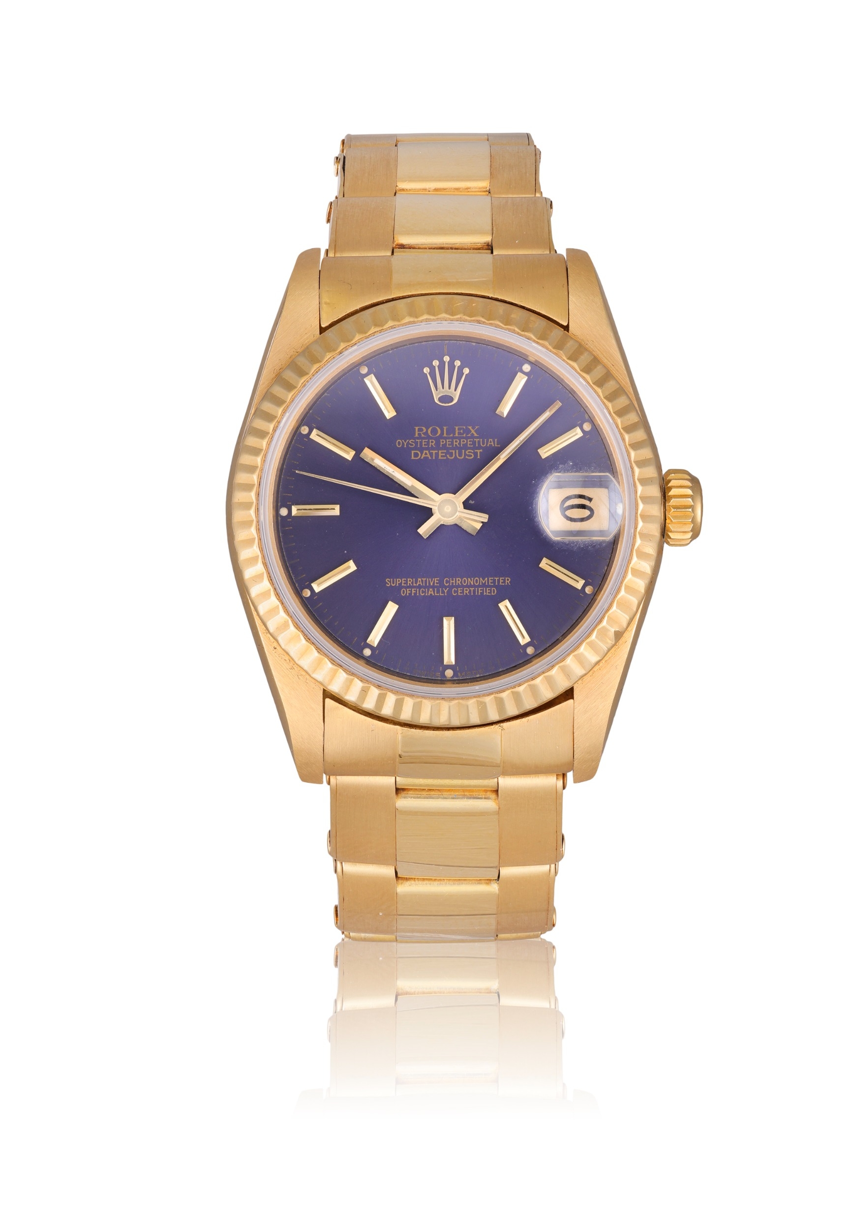 ROLEX REF. 68278, OYSTER PERPETUAL DATEJUST, 18K YELLOW GOLD, “LAVENDER ...