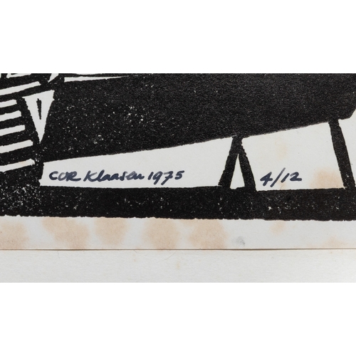 28 - Cor Klaasen (1926-1989)  City  Woodblock print, 46 x 48cm Signed, dated 1975 and numbered 4/12  Unfr... 