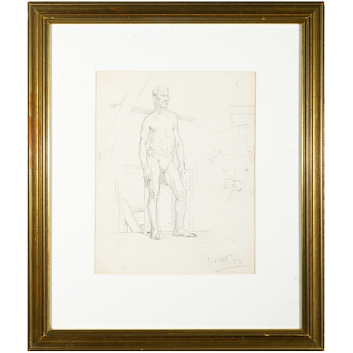 40 - Mainie Harriet Jellett (1897-1944)  Study of a Male Nude Pencil, 30 x 24cm Signed and dated 1919
