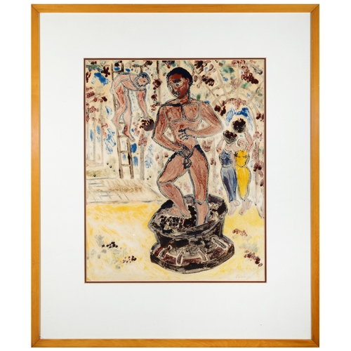 52 - Basil Rakoczi (1908-1979)  Grape crushing Mixed media, 48 x 39cm Signed