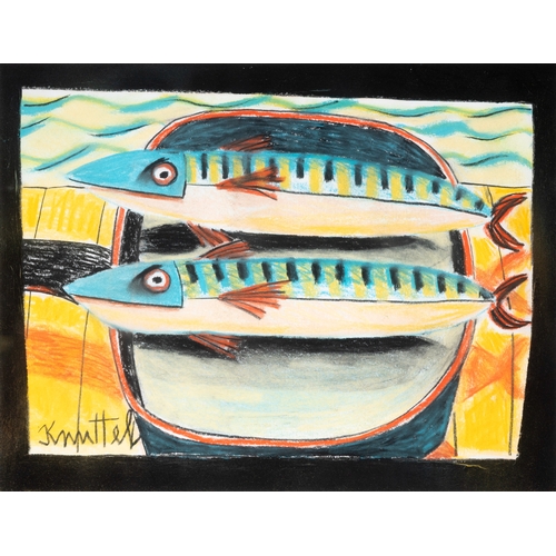 Graham Knuttel (1954-2023) Two Fish Conte on paper, 34.5 x 44.5cm (13½ ...