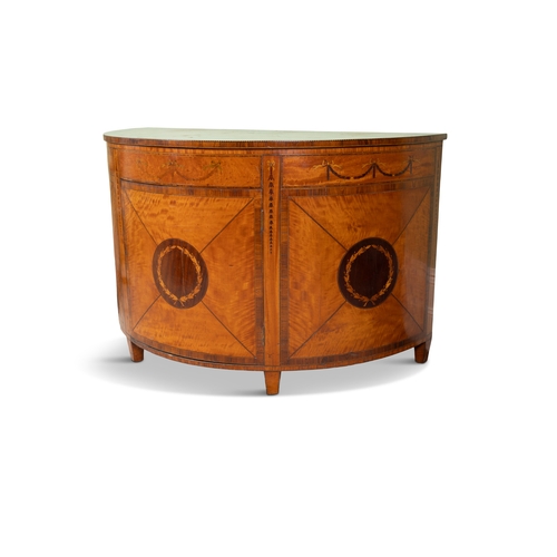 463 - A FINE PAIR OF GEORGE III D-SHAPED HARDWOOD AND ROSEWOOD INLAID COMMODES, IN THE MANNER OF WILLIAM M... 