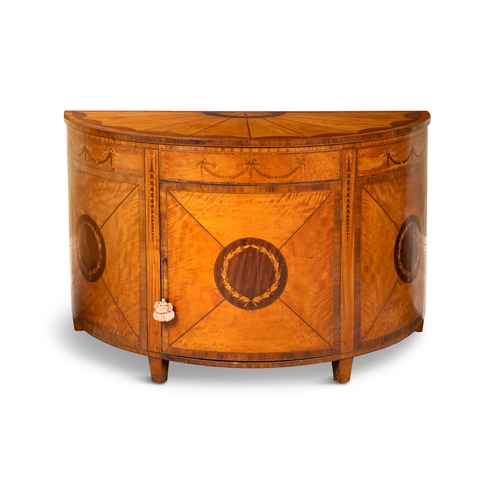463 - A FINE PAIR OF GEORGE III D-SHAPED HARDWOOD AND ROSEWOOD INLAID COMMODES, IN THE MANNER OF WILLIAM M... 