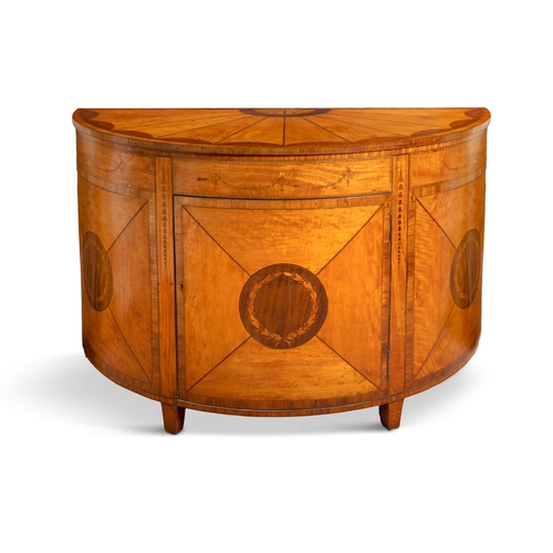 463 - A FINE PAIR OF GEORGE III D-SHAPED HARDWOOD AND ROSEWOOD INLAID COMMODES, IN THE MANNER OF WILLIAM M... 