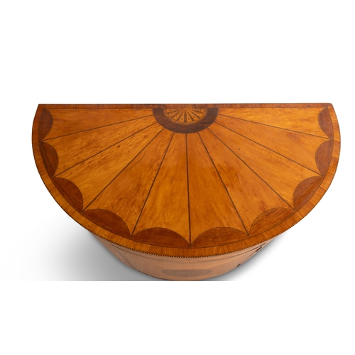 463 - A FINE PAIR OF GEORGE III D-SHAPED HARDWOOD AND ROSEWOOD INLAID COMMODES, IN THE MANNER OF WILLIAM M... 