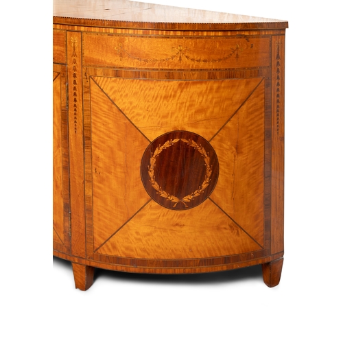 463 - A FINE PAIR OF GEORGE III D-SHAPED HARDWOOD AND ROSEWOOD INLAID COMMODES, IN THE MANNER OF WILLIAM M... 
