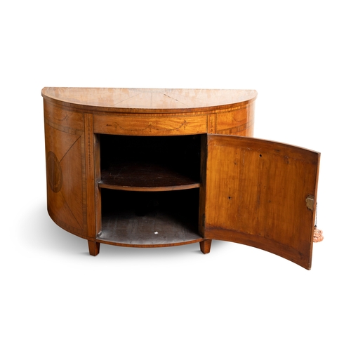 463 - A FINE PAIR OF GEORGE III D-SHAPED HARDWOOD AND ROSEWOOD INLAID COMMODES, IN THE MANNER OF WILLIAM M... 
