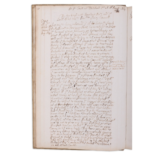 522 - A COLLECTION OF THREE VELLUM BOUND DOCUMENT/RECORD BOOKS, LATE 17TH /EARLY 18TH CENTURY MAINTAINED B... 