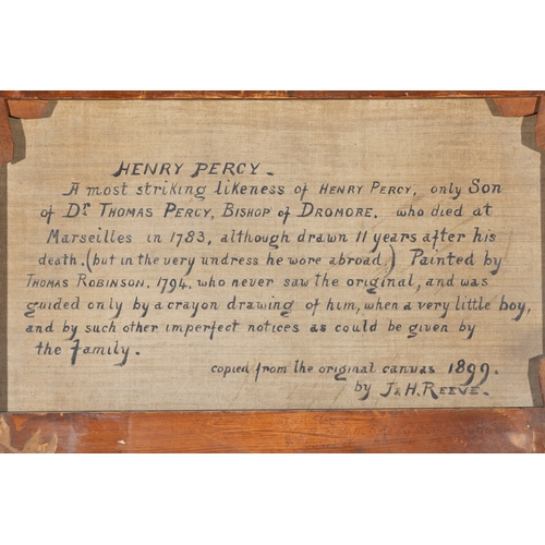 571 - ENGLISH SCHOOL LATE 19TH CENTURY AFTER THOMAS ROBINSON (c.1767 - 1810) Portrait of Henry Percy, seat... 