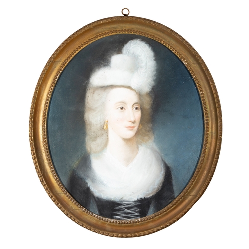 573 - PROVINCIAL IRISH SCHOOL, 18TH CENTURY Portrait of a Lady, a Large Plume in her Hat; and Portrait of ... 