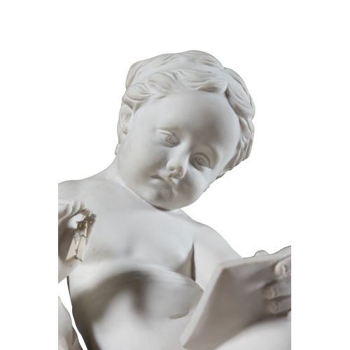 624 - AFTER LORENZO DAL TORRIONE,  A composite sculpture of a seated child with a book. 45cm high