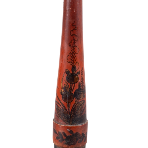 267 - A PAIR OF CHINOISERIE PAINTED CANDLESTICKS, LATE 19TH CENTURY   each 31cm high