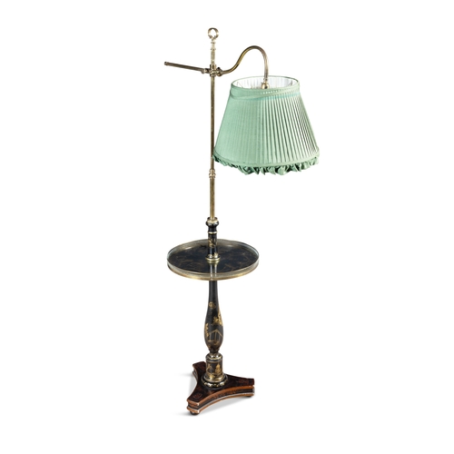 308 - A BLACK AND GOLD JAPANNED STANDARD LAMP AND READING TABLE, (E)   c. 157cm high     ELECTRICAL GOOD I... 