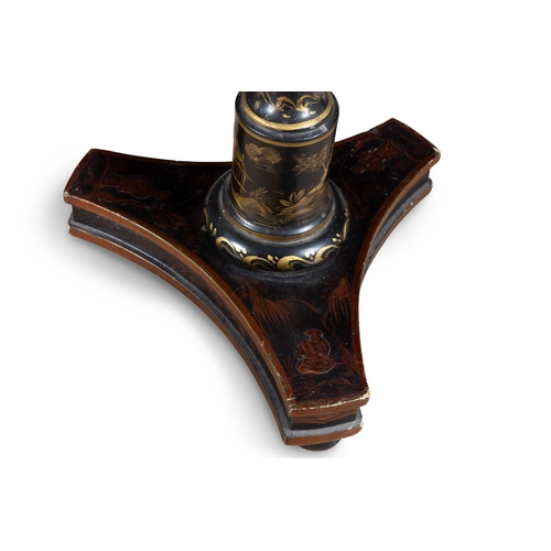 308 - A BLACK AND GOLD JAPANNED STANDARD LAMP AND READING TABLE, (E)   c. 157cm high     ELECTRICAL GOOD I... 