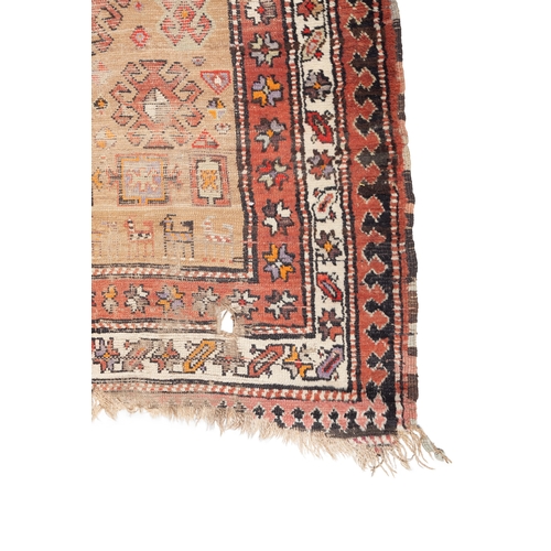 331 - AN ANTIQUE KURDISH WOOL RUNNER,    circa 1890, woven in brick red, terracotta and beige tones, the r... 