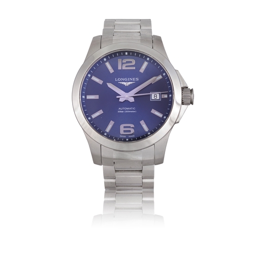 111 - LONGINES CONQUEST AUTOMATIC WRISTWATCH, REF. L3.776.4 A stainless steel automatic wristwatch by Long... 