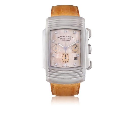114 - MAUBOUSSIN  FOUGA, STAINLESS STEEL, MOTHER-OF-PEARL A fine and attractive automatic chronograph wris... 