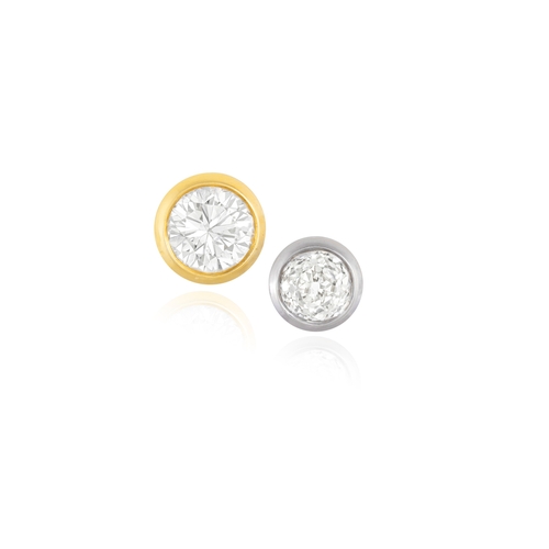 104 - BULGARI: TWO DIAMOND EARSTUDS  The private collection of a Roman Lady (lot 103 to 111)  The first on... 