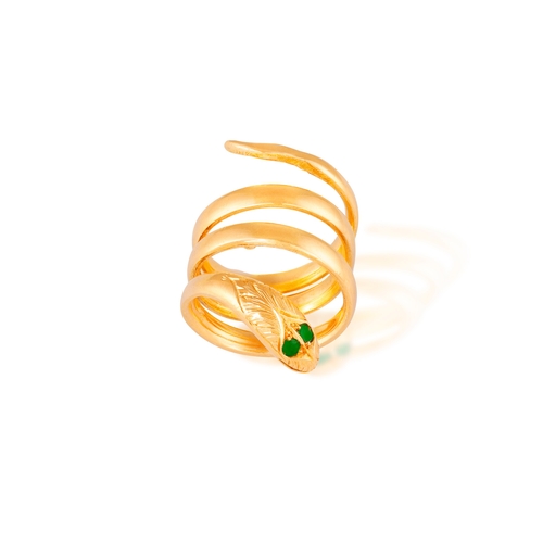 106 - BULGARI: A GOLD AND EMERALD SERPENT RING, CIRCA 1950  The private collection of a Roman Lady (lot 10... 