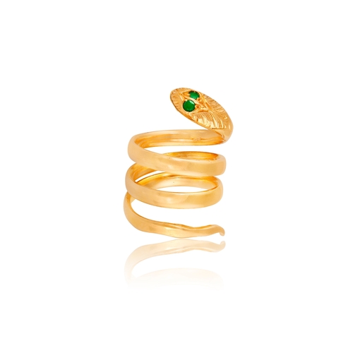 106 - BULGARI: A GOLD AND EMERALD SERPENT RING, CIRCA 1950  The private collection of a Roman Lady (lot 10... 