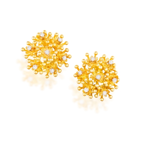 107 - A PAIR OF DIAMOND EARRINGS, ITALIAN, CIRCA 1960  The private collection of a Roman Lady (lot 103 to ... 