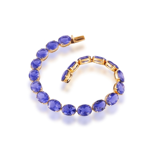 110 - AN IOLITE LINE BRACELET  The private collection of a Roman Lady (lot 103 to 111)  Composed of a cont... 
