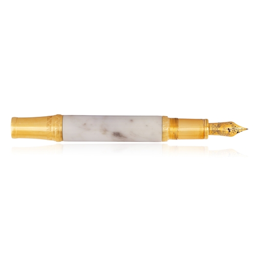 111 - MONTBLANC: AN 18K GOLD, MARBLE, MOTHER-OF-PEARL AND ENAMEL 'GAIUS MAECENAS, PATRON OF ART' FOUNTAIN ... 