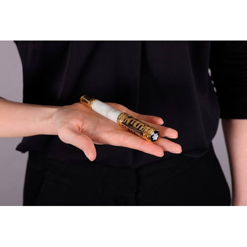 111 - MONTBLANC: AN 18K GOLD, MARBLE, MOTHER-OF-PEARL AND ENAMEL 'GAIUS MAECENAS, PATRON OF ART' FOUNTAIN ... 