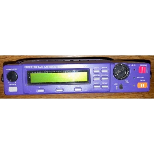 12 - Ex BBC Cardiff professional mini disc recorder made by HHB, reportedly working, takes batteries - co... 