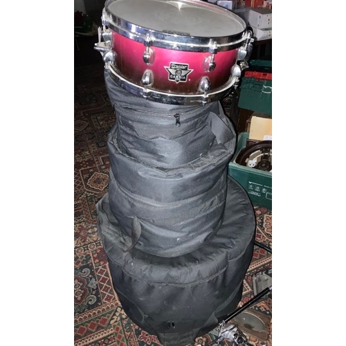 26 - Premier Cabria - XPK full drum kit, five shells with hardware in black to pink fade - collection by ... 