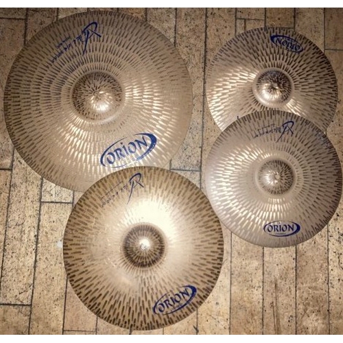 30 - Orion Viziuss cymbal set - ride, crash and high hat - collection by appointment only please