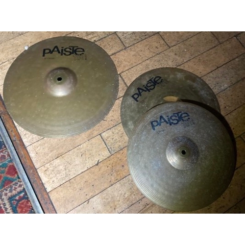 35 - Three Paiste 101 hi hats and crash cymbals - collection by appointment only please