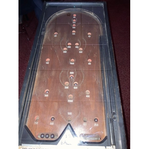 48 - Mills 1932 pinball machine, originally American nickels now runs on old 1d coins, legs loose but fin... 