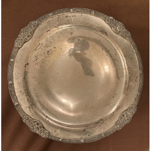 146 - HM silver comport inscribed under foot, 25cm diameter